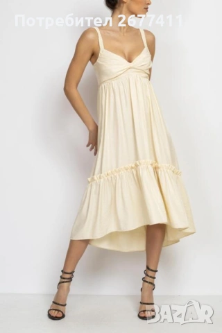 Рокля със 7/8 дължина и волан, снимка 2 - Рокли - 54124091