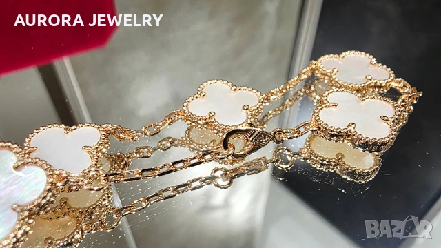 Van Cleef & Arpels VCA 5 Motifs Rose Gold Mother of Pearl Vintage Alhambra Дамска Гривна, снимка 7 - Гривни - 54013294