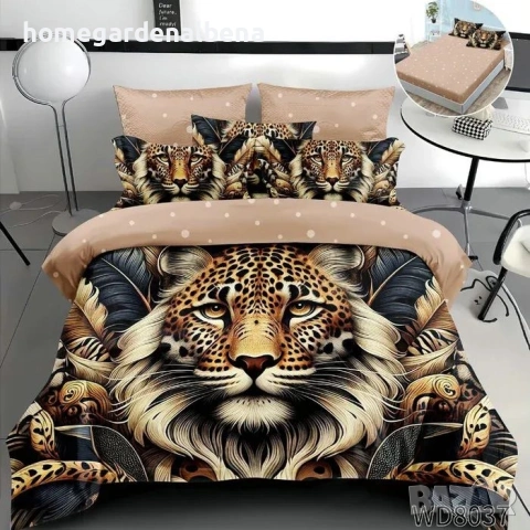 Флорален спален комплект с ластик 100% памук 200x230 / 180x200, снимка 7 - Спално бельо - 54094912