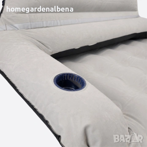 Надуваемо легло Queen Size с облегалка и възглавници, 202x152x70 см, до 250 кг, бежов, снимка 6 - Надуваеми легла - 54687308