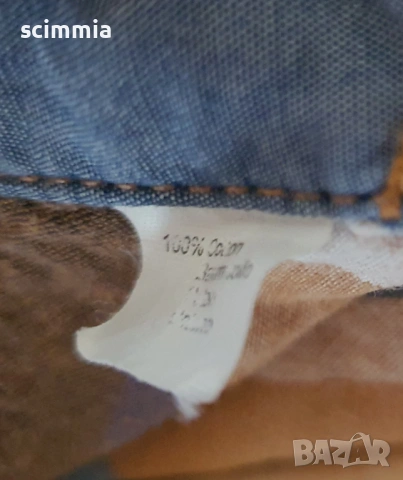 Карирана мъжка риза Esprit Slim Fit синьо и кафяво размер L 100% памук, снимка 8 - Ризи - 54810451