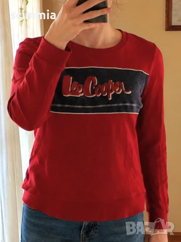 Lee Cooper червена дамска блуза суитшърт с лого размер M