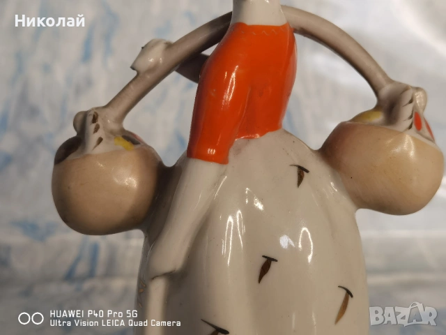 Стара Съветска Руска Порцеланова Фигура Полонски Завод Момичето с Гъбите, снимка 5 - Антикварни и старинни предмети - 54357473
