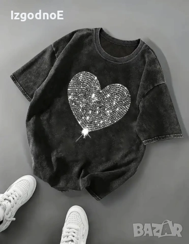 XL/XXL Нова дамска тениска в актуалния графитен цвят 