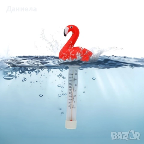 Плаващ термометър за басейн и спа Фламинго с двойна скала °C/°F и връв за закрепване, снимка 2 - Други стоки за дома - 54974650