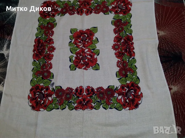 Правоъгълна ленена покривка макове щампа нова132х114см, снимка 3 - Покривки за маси - 55569163