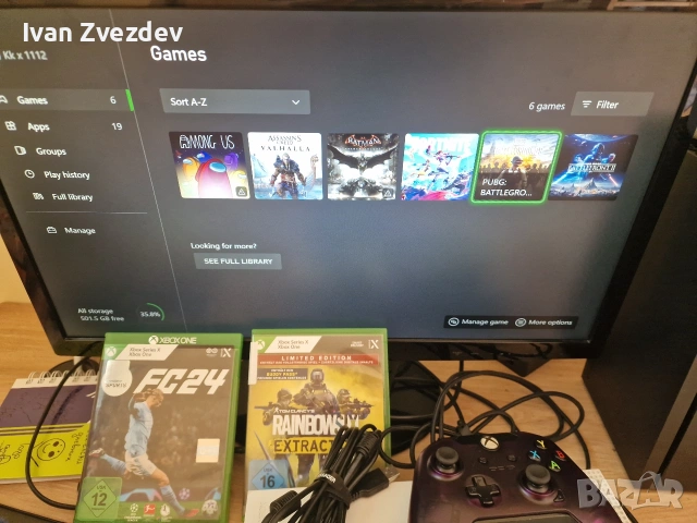 Xbox One S 2020-та, 1 TB + 6 игри, 2 контролера и кабели. Обслужена!, снимка 3 - Xbox конзоли - 54718392
