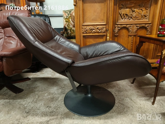 Комплект от две Relax кресла и една табуретка от естествена кожа , снимка 5 - Дивани и мека мебел - 55100424