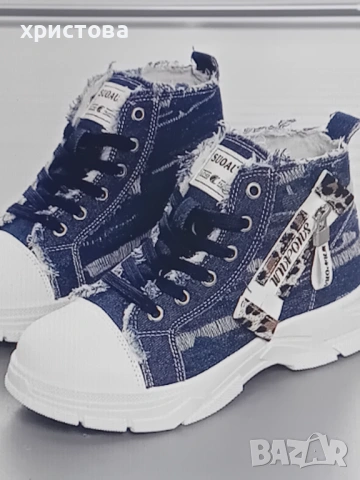 Дам.дънкови кецове, снимка 6 - Кецове - 54231359