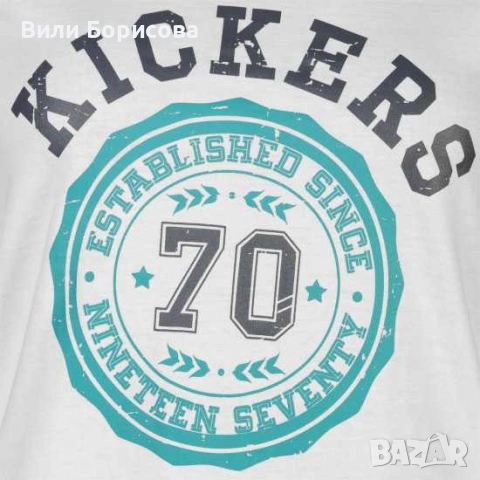 Бяла дамска тениска kickers със свеж принт и капси Ори, снимка 3 - Тениски - 54485868