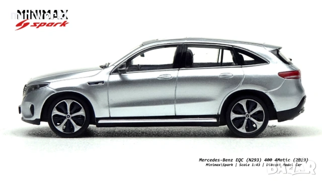 Mercedes-Benz EQC N293 400 4Matic 2019 - мащаб 1:43 на Spark моделът е нов в PVC дисплей-кейс, снимка 3 - Колекции - 54003606