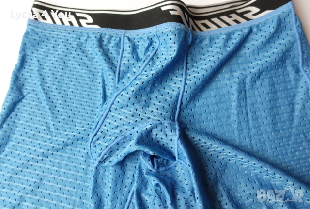 S/M нови мъжки боксерки в син цвят с отвори, снимка 3 - Бельо - 54209580