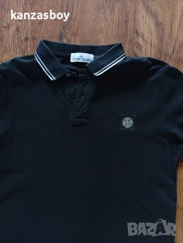 Stone Island logo-patch contrast-trim Polo Shirt - мъжка тениска р-р L, снимка 2 - Тениски - 55677060