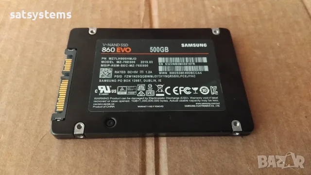  SSD Samsung SSD 860 EVO 500GB SATA 6.0Gb/s, снимка 4 - Твърди дискове - 55681099