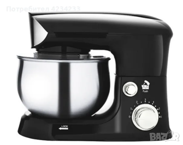 Мощен планетарен миксер 1200 W с 6 скорости , снимка 3 - Миксери - 55300374