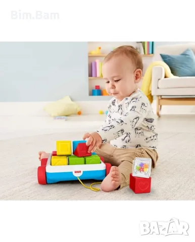 Бебешка количка с кубчета за дърпане Fisher Price, снимка 5 - Образователни игри - 55408850