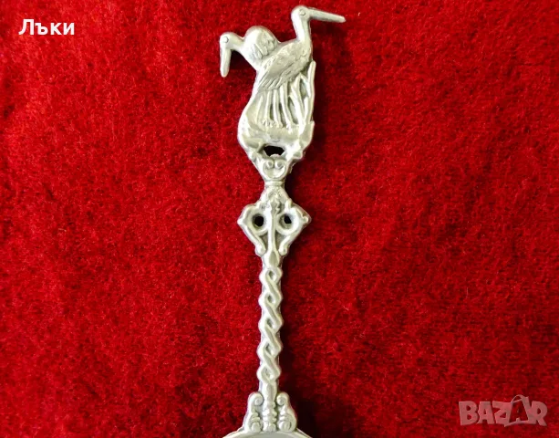 Калаена лъжица,Щъркели,Гнездо,Ключ,картина калаена сватба., снимка 2 - Антикварни и старинни предмети - 55448348
