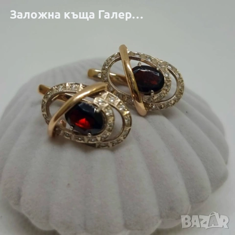 Елегантни златни обеци 585 с фианити – 5,26 г, снимка 6 - Обеци - 54215446