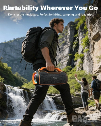 VUOPAX Преносим Bluetooth високоговорител безжичен, 200W пиков звук, DSP/TWS/AUX/TF/BT5.4, снимка 8 - Bluetooth тонколони - 54406215