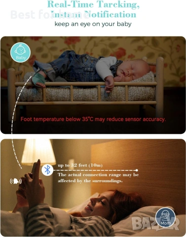 Бейбифон Babytone за наблюдение на сън, проследяване на сърдечната честота и движението на бебе, снимка 3 - Други - 54999110