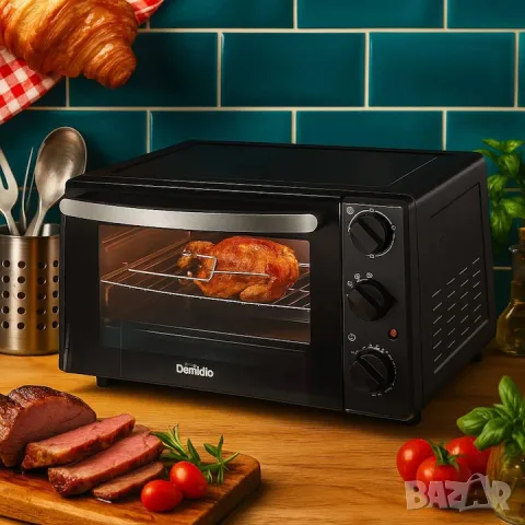 Електрическа фурна Domedia 20L, 1300W, 3 програми, черна, снимка 2 - Печки, фурни - 55331672