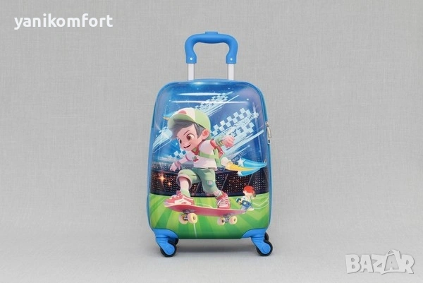 Детски куфар за пътуване – ръчен багаж за самолет с 360° колелца, снимка 4 - Куфари - 54242658