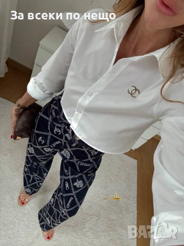 Chanel Дамски Комплект Бяла Риза И Черен Панталон Код SK1395