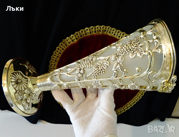 Посребрена ваза,лози,грозде,Art Nouveau , снимка 13 - Вази - 55102643