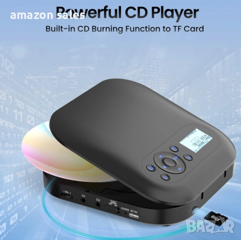 Преносим CD плейър DESOBRY с Bluetooth CD плейър с високоговорители, презареждащ се дискмен за кола , снимка 10 - Други - 54479867