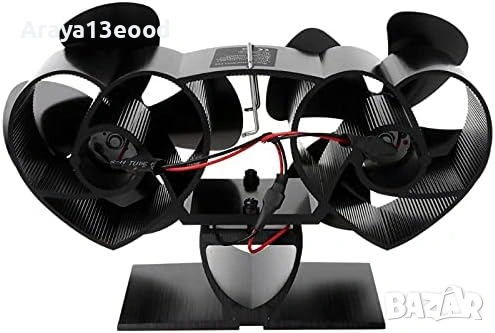 Двоен вентилатор за камина с перки – термоактивен, без ток и батерии YL301, снимка 3 - Вентилатори - 54148770