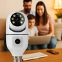 WiFi двойна IP камера за фасунга - Full HD 1080P, 355° въртене, нощно виждане и двупосочно аудио, снимка 3