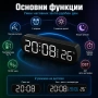 Електронен настолен LED часовник с термометър аларма постоянно светещ на ток USB за дома офиса нов, снимка 2