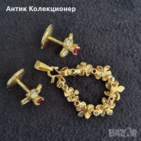 Златен комплект, 18К, винтидж, снимка 6 - Бижутерийни комплекти - 55462952