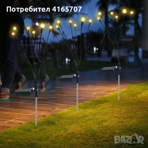 Соларни градински лампи "Светулки" 6 LED, комплект 2 броя - Топла бяла светлина, IP65, до 15 часа ра, снимка 6 - Соларни лампи - 54839135