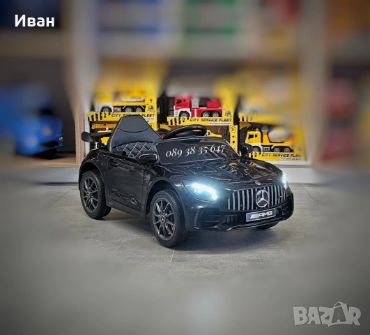 ТОП ЦЕНА!НОВО!Акумулаторна кола Mercedes GTR с МЕКИ ГУМИ,12V батерия,кожена седалка,дистанционно упр