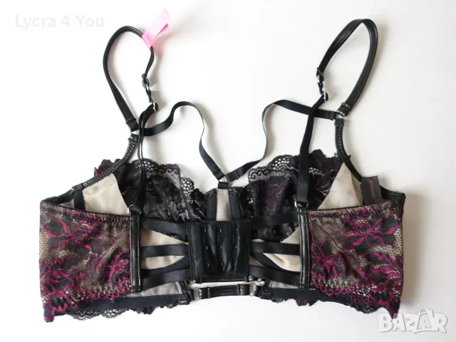 Hunkemoller 75B/C луксозен сутиен с меки дантелени чашки и кожени елементи., снимка 3 - Бельо - 55418552