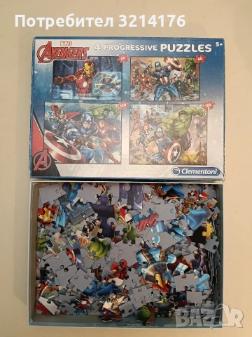 Marvel Avengers 4 progressive puzzles. (5+) Multi 4 Avengers 20+60+100+180 – Clementoni, снимка 2 - Пъзели - 54676579