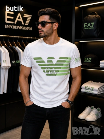 Emporio Armani EA7 бяла мъжка тениска – S, M, снимка 2 - Тениски - 54427131