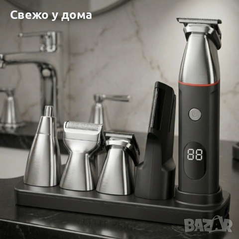 Професионален комплект за подстригване 5 в 1 – машинка, тример, бръсначка и приставки за лице и тяло, снимка 2 - Машинки за подстригване - 54564872