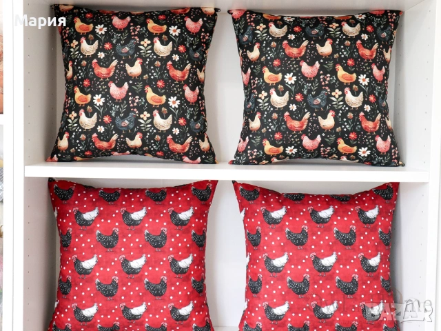 Възглавница с уникален принт на кокошка, снимка 2 - Възглавници - 54249670
