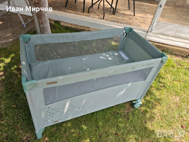 Сгъваема Бебешка кошара с падаща страна Chipolino - Релакс, зелен + матрак, снимка 3 - Кошарки - 55009304