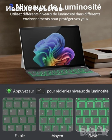 MoKo Bluetooth клавиатура с тъчпад за Microsoft Surface Pro – AZERTY оформление, снимка 4 - Друга електроника - 55181253