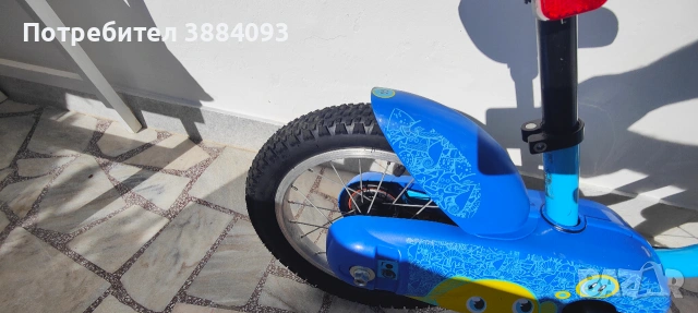 Детско колело Btwin 500 Ocean, 14", синьо, с помощни колела – 3-5 години, снимка 2 - Велосипеди - 55175964