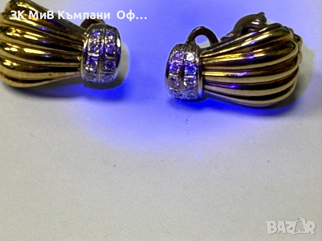 Дизайнерски Златни обеци с диаманти - 8.38 грама - 0.44ct, снимка 6 - Обеци - 55196796