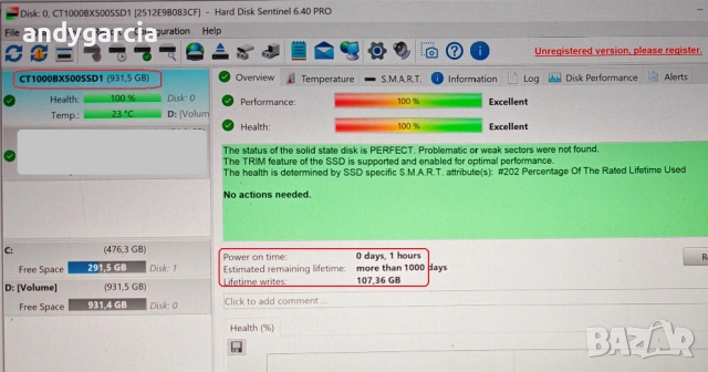 1TB SSD диск CRUCIAL BX500 ЧИСТО НОВ 1000GB SSD 2.5 CT1000BX500SSD1 disk laptop computer 1тб 1ТБ, снимка 2 - Твърди дискове - 54556489