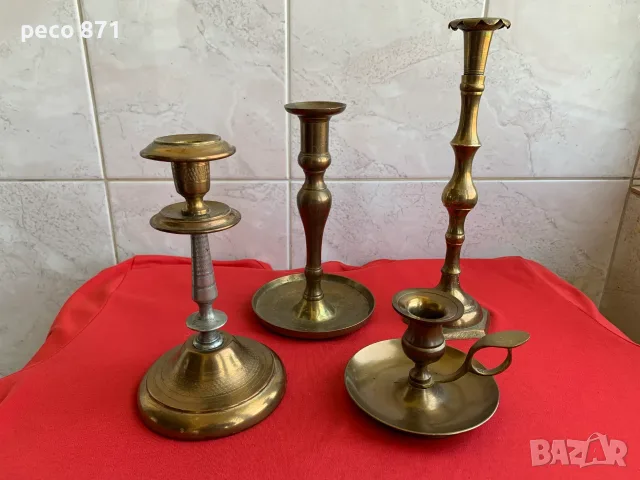 Лот стари месингови свещници 4 бр.