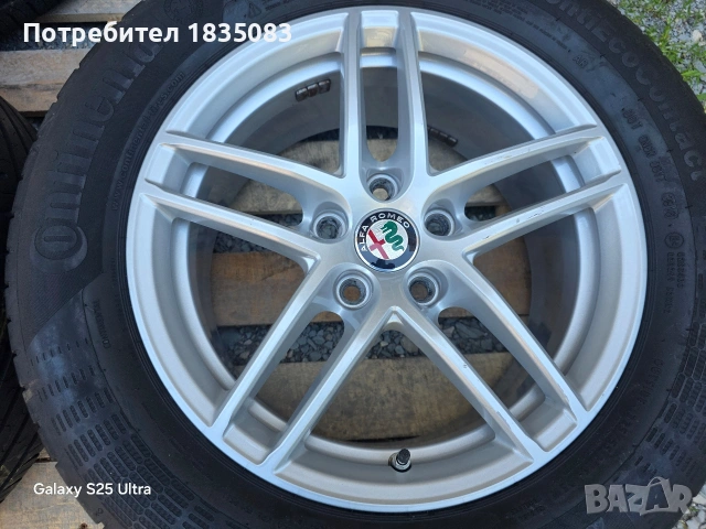 Лети джанти 16ки 5х110 Alfa Romeo + летни гуми 225/55/16 Continental, снимка 6 - Гуми и джанти - 54691122