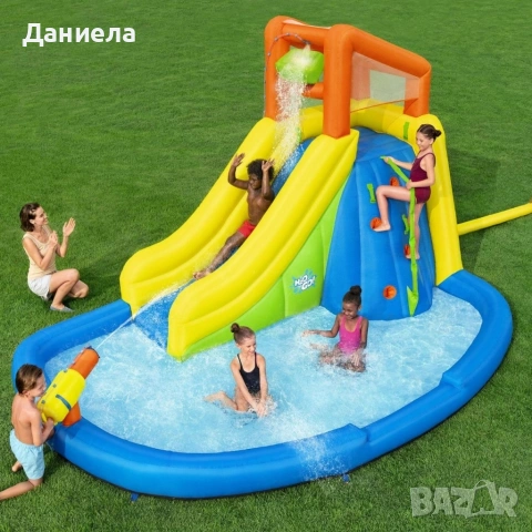 Надуваем воден парк с пързалка, стена за катерене, водно оръдие и вентилатор за бързо надуване, снимка 5 - Басейни и аксесоари - 54974812