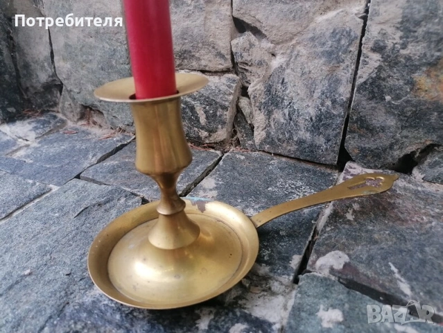 Месингов свещник , снимка 3 - Антикварни и старинни предмети - 54394474