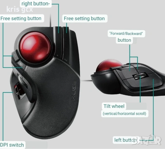 ELECOM JAPAN Huge Trackball Mouse 8 бутона МИШКА, снимка 14 - Клавиатури и мишки - 54401286